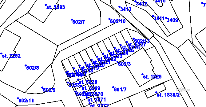 Parcela st. 5223 v KÚ Cheb, Katastrální mapa