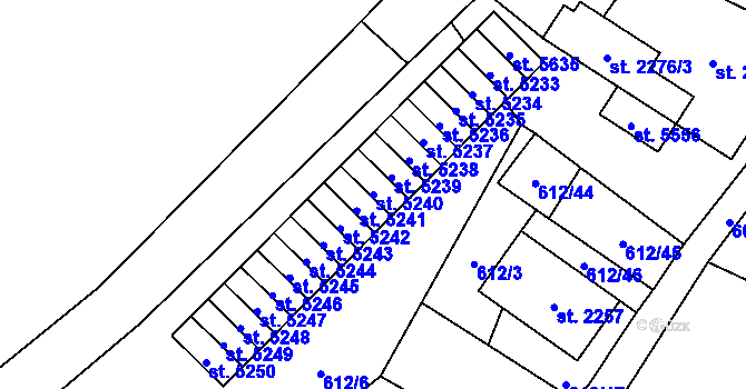 Parcela st. 5240 v KÚ Cheb, Katastrální mapa