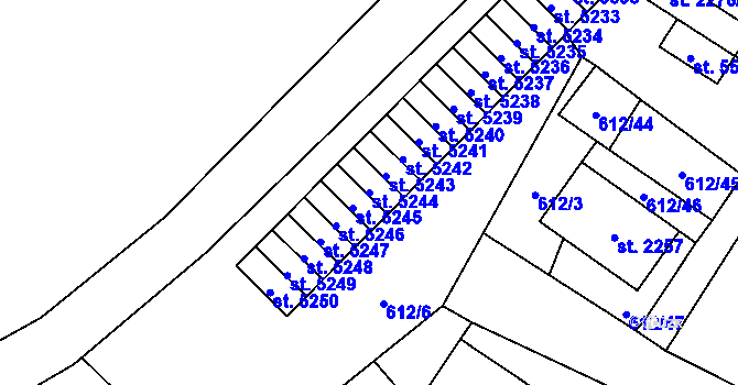 Parcela st. 5244 v KÚ Cheb, Katastrální mapa