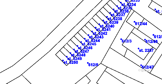 Parcela st. 5245 v KÚ Cheb, Katastrální mapa