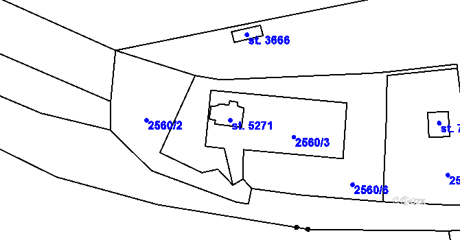 Parcela st. 5271 v KÚ Cheb, Katastrální mapa