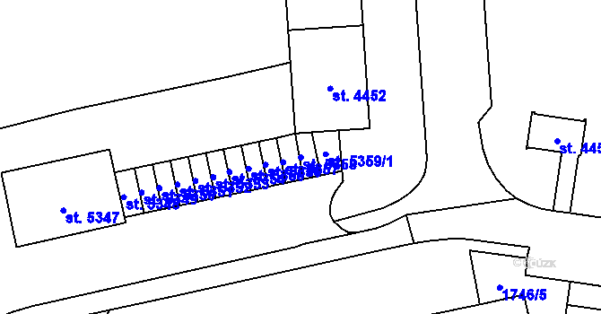 Parcela st. 5358 v KÚ Cheb, Katastrální mapa