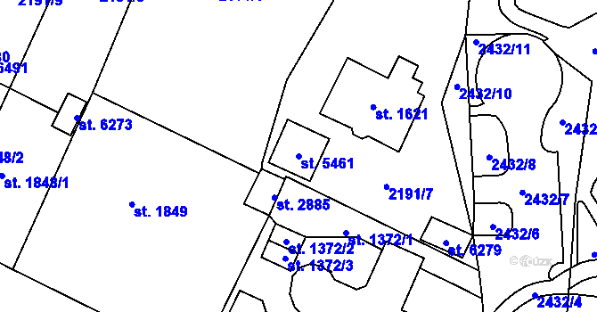 Parcela st. 5461 v KÚ Cheb, Katastrální mapa
