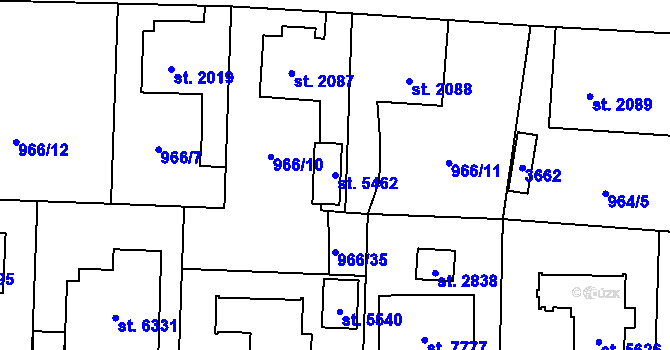 Parcela st. 5462 v KÚ Cheb, Katastrální mapa