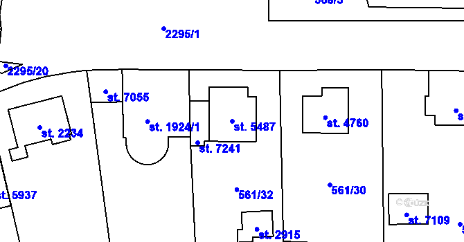 Parcela st. 5487 v KÚ Cheb, Katastrální mapa