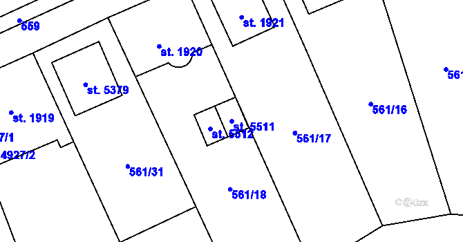 Parcela st. 5511 v KÚ Cheb, Katastrální mapa