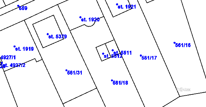 Parcela st. 5512 v KÚ Cheb, Katastrální mapa