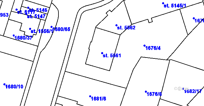 Parcela st. 5561 v KÚ Cheb, Katastrální mapa