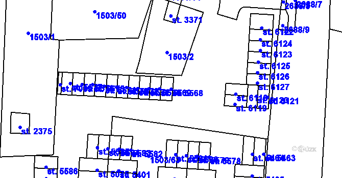 Parcela st. 5568 v KÚ Cheb, Katastrální mapa