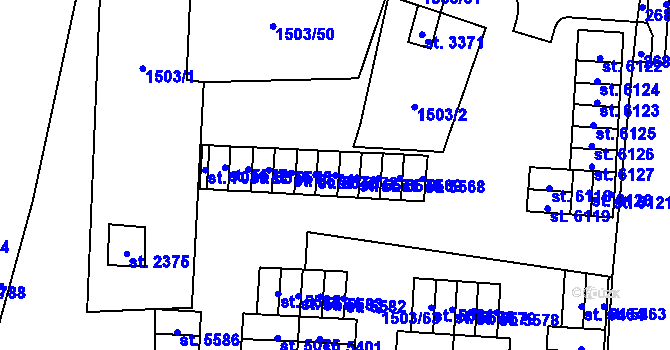 Parcela st. 5572 v KÚ Cheb, Katastrální mapa