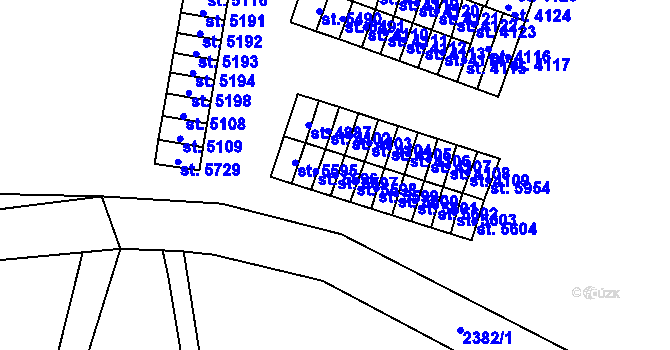 Parcela st. 5597 v KÚ Cheb, Katastrální mapa