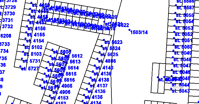 Parcela st. 5625 v KÚ Cheb, Katastrální mapa