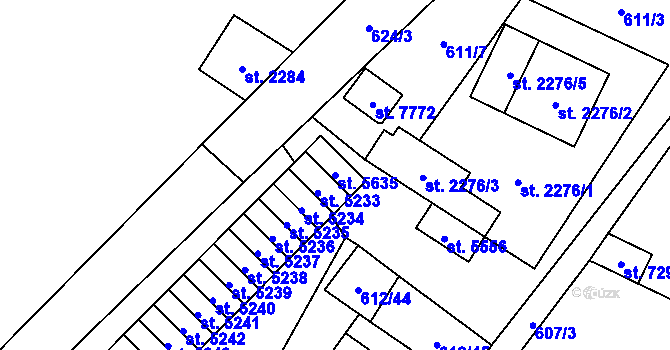 Parcela st. 5635 v KÚ Cheb, Katastrální mapa