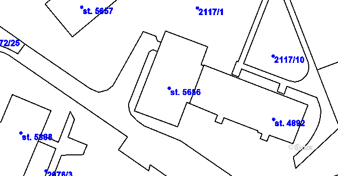 Parcela st. 5656 v KÚ Cheb, Katastrální mapa