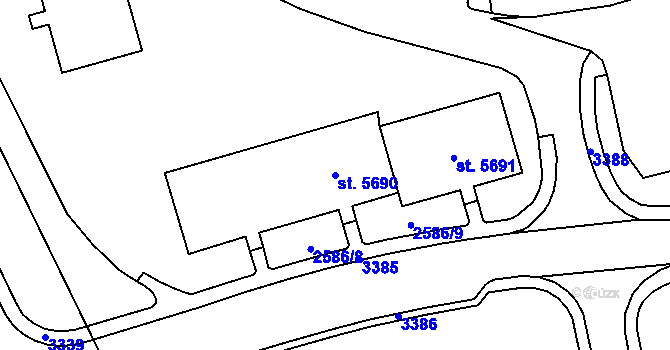 Parcela st. 5690 v KÚ Cheb, Katastrální mapa