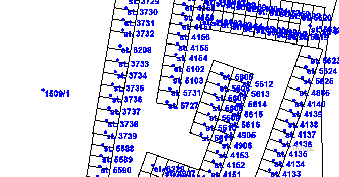 Parcela st. 5731 v KÚ Cheb, Katastrální mapa