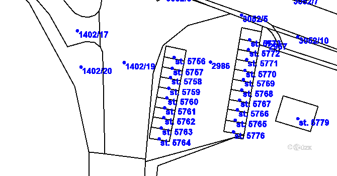 Parcela st. 5759 v KÚ Cheb, Katastrální mapa