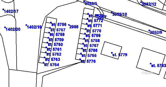 Parcela st. 5767 v KÚ Cheb, Katastrální mapa