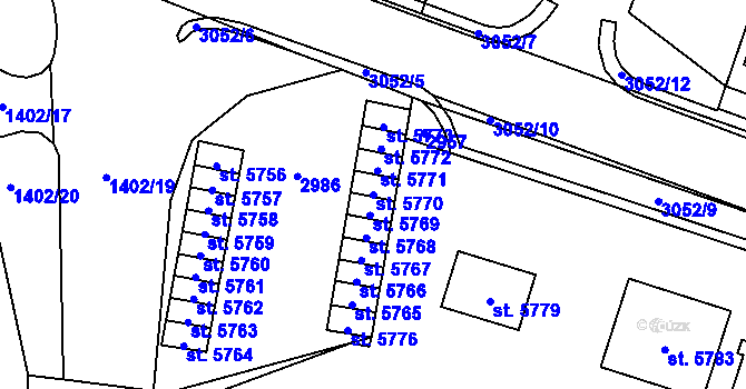 Parcela st. 5770 v KÚ Cheb, Katastrální mapa