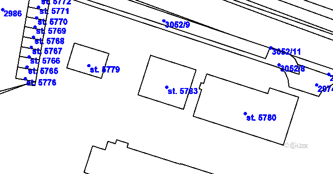 Parcela st. 5783 v KÚ Cheb, Katastrální mapa