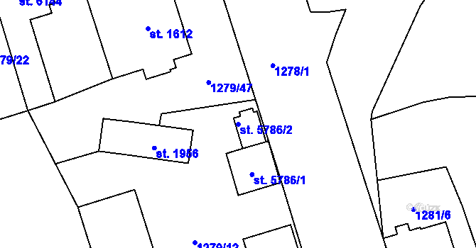 Parcela st. 5786/2 v KÚ Cheb, Katastrální mapa