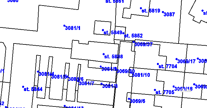 Parcela st. 5808 v KÚ Cheb, Katastrální mapa