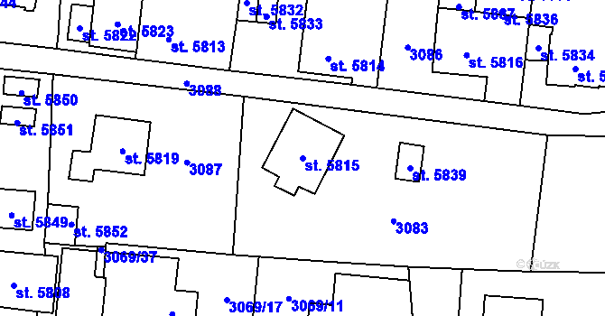 Parcela st. 5815 v KÚ Cheb, Katastrální mapa
