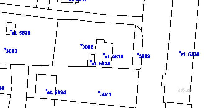 Parcela st. 5818 v KÚ Cheb, Katastrální mapa