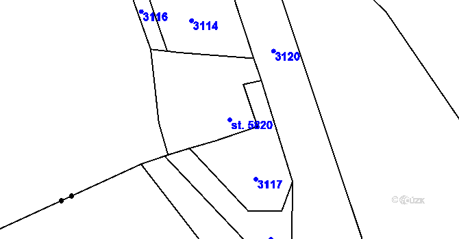 Parcela st. 5820 v KÚ Cheb, Katastrální mapa