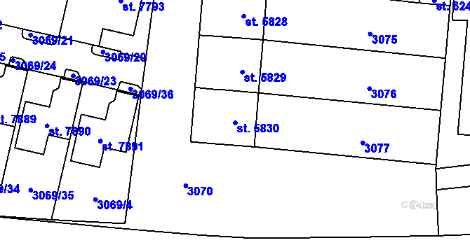 Parcela st. 5830 v KÚ Cheb, Katastrální mapa