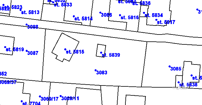 Parcela st. 5839 v KÚ Cheb, Katastrální mapa