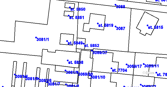 Parcela st. 5852 v KÚ Cheb, Katastrální mapa