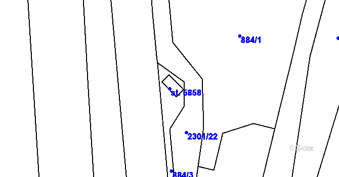 Parcela st. 5858 v KÚ Cheb, Katastrální mapa