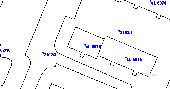 Parcela st. 5873 v KÚ Cheb, Katastrální mapa
