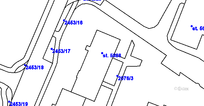 Parcela st. 5888 v KÚ Cheb, Katastrální mapa
