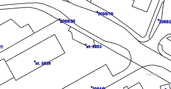 Parcela st. 5893 v KÚ Cheb, Katastrální mapa