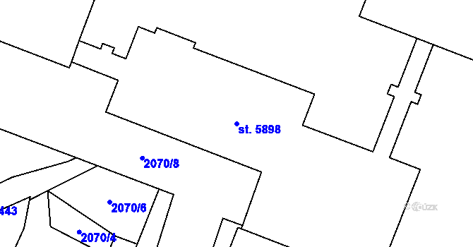 Parcela st. 5898 v KÚ Cheb, Katastrální mapa