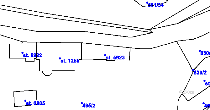 Parcela st. 5923 v KÚ Cheb, Katastrální mapa