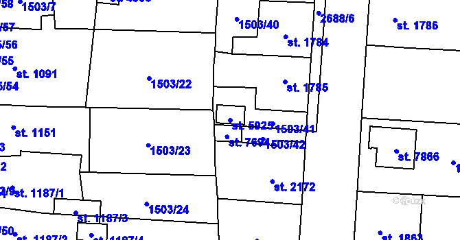 Parcela st. 5925 v KÚ Cheb, Katastrální mapa