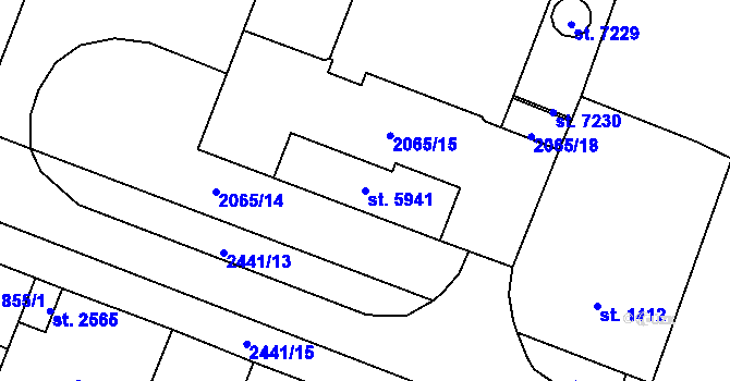 Parcela st. 5941 v KÚ Cheb, Katastrální mapa