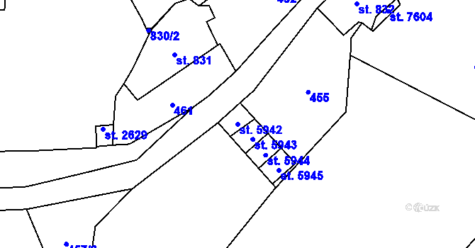 Parcela st. 5942 v KÚ Cheb, Katastrální mapa