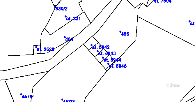 Parcela st. 5943 v KÚ Cheb, Katastrální mapa