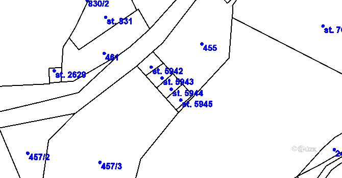 Parcela st. 5944 v KÚ Cheb, Katastrální mapa