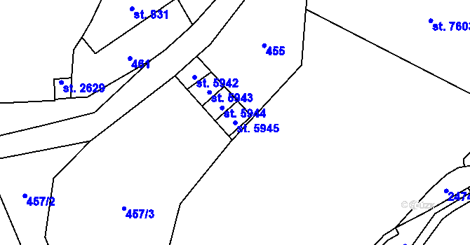 Parcela st. 5945 v KÚ Cheb, Katastrální mapa