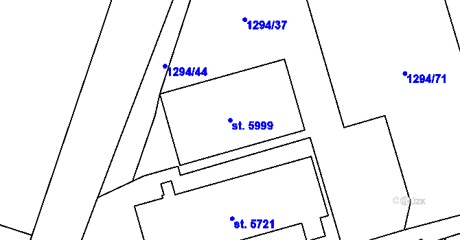 Parcela st. 5999 v KÚ Cheb, Katastrální mapa