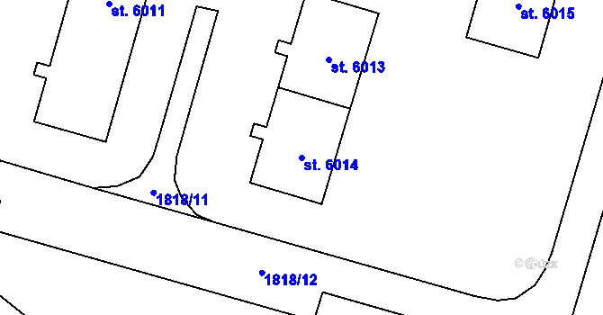 Parcela st. 6014 v KÚ Cheb, Katastrální mapa
