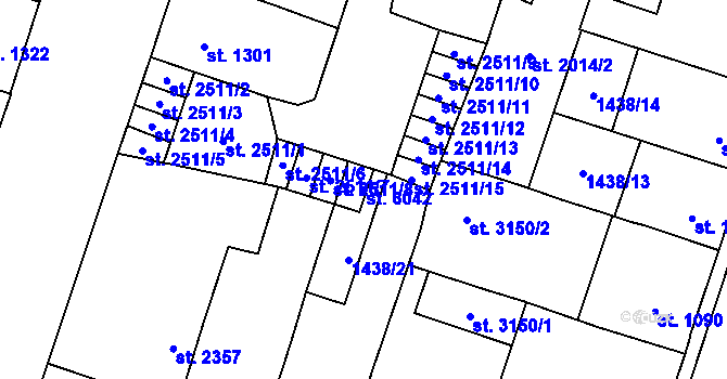 Parcela st. 6042 v KÚ Cheb, Katastrální mapa