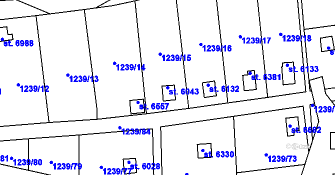 Parcela st. 6043 v KÚ Cheb, Katastrální mapa