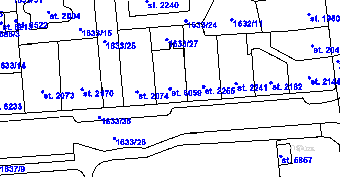 Parcela st. 6059 v KÚ Cheb, Katastrální mapa
