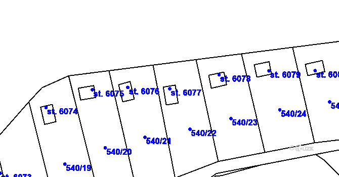Parcela st. 6077 v KÚ Cheb, Katastrální mapa